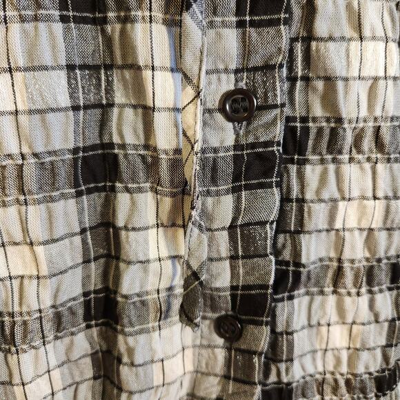 TOPSHOP NWT Ruffle Front, Plaid Button Up Top, Size 12 - Picture 8 of 12